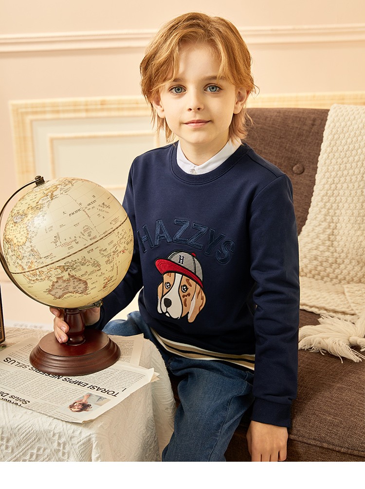 哈吉斯hazzys童装男童卫衣儿童套头上衣2021秋新品套头卫衣中大童卡通