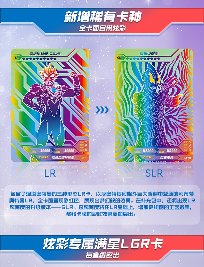 卡游奥特曼卡片第三弹3弹炫彩卡赛迦泽塔奥特曼彩虹卡满星slr卡牌 b版