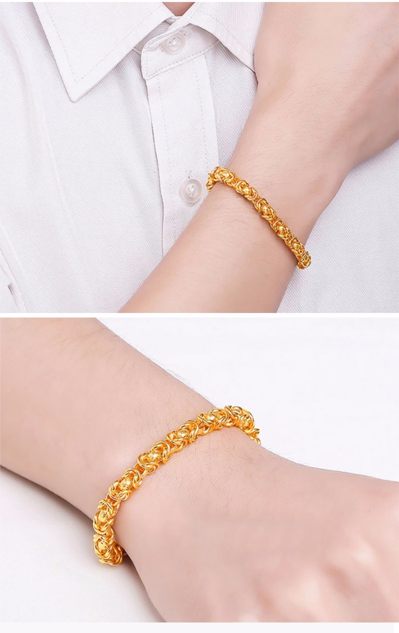 399/克 足金999 金善妮黄金手链四方龙骨链男士泰国手链福字扣土豪