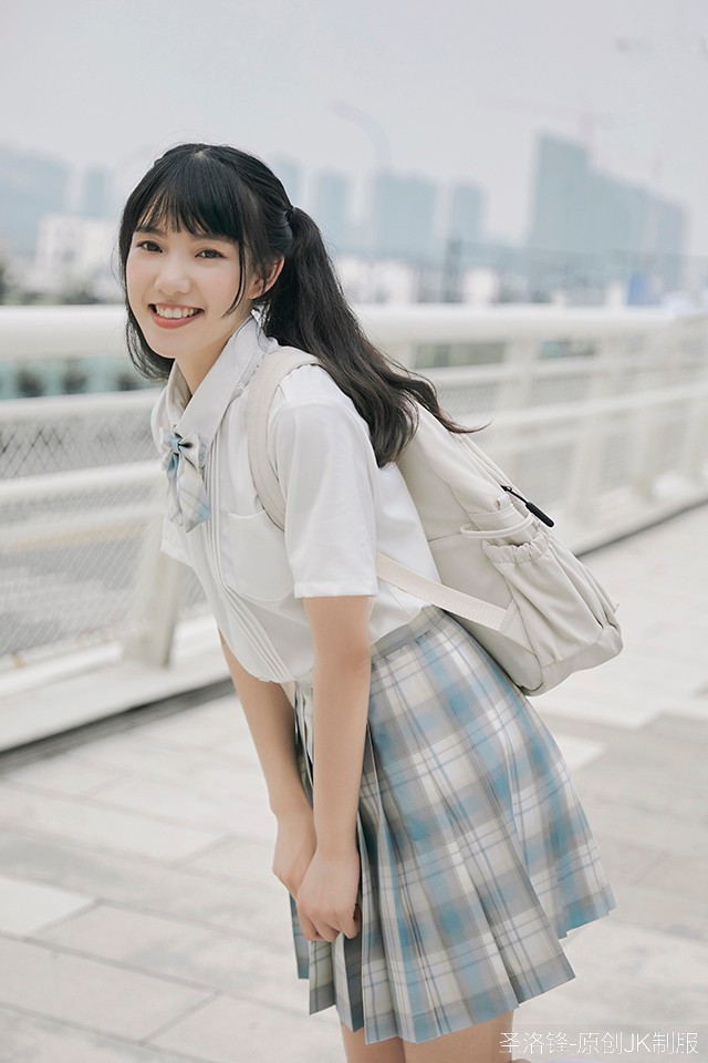 圣洛锋原创jk制服少女银线格裙女学生百褶裙半身裙学院风tr长袖衬衫xl
