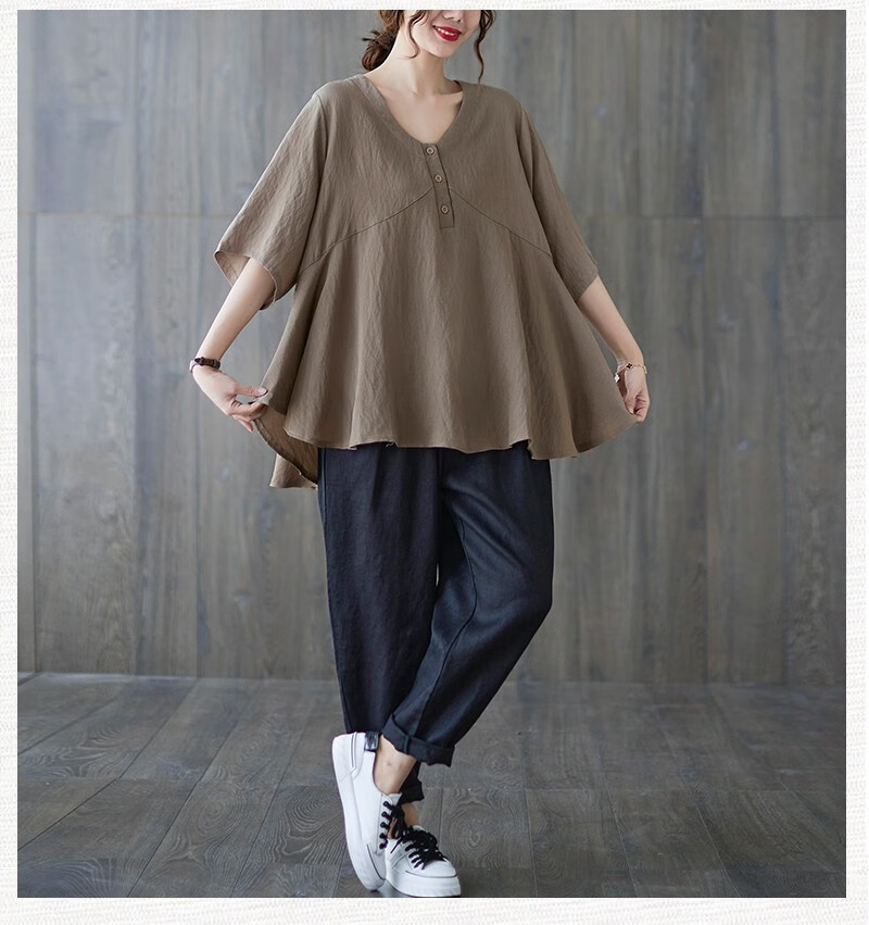 萌菲思大码女装200斤胖妹妹穿的加肥加大码简约百搭半袖夏季肥胖女孩