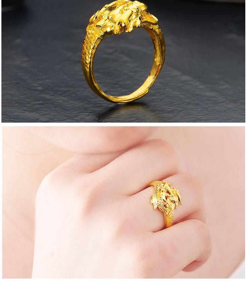 喜金珠宝 黄金祥龙戒指足金999霸气龙头戒指男款活口可调节 9.