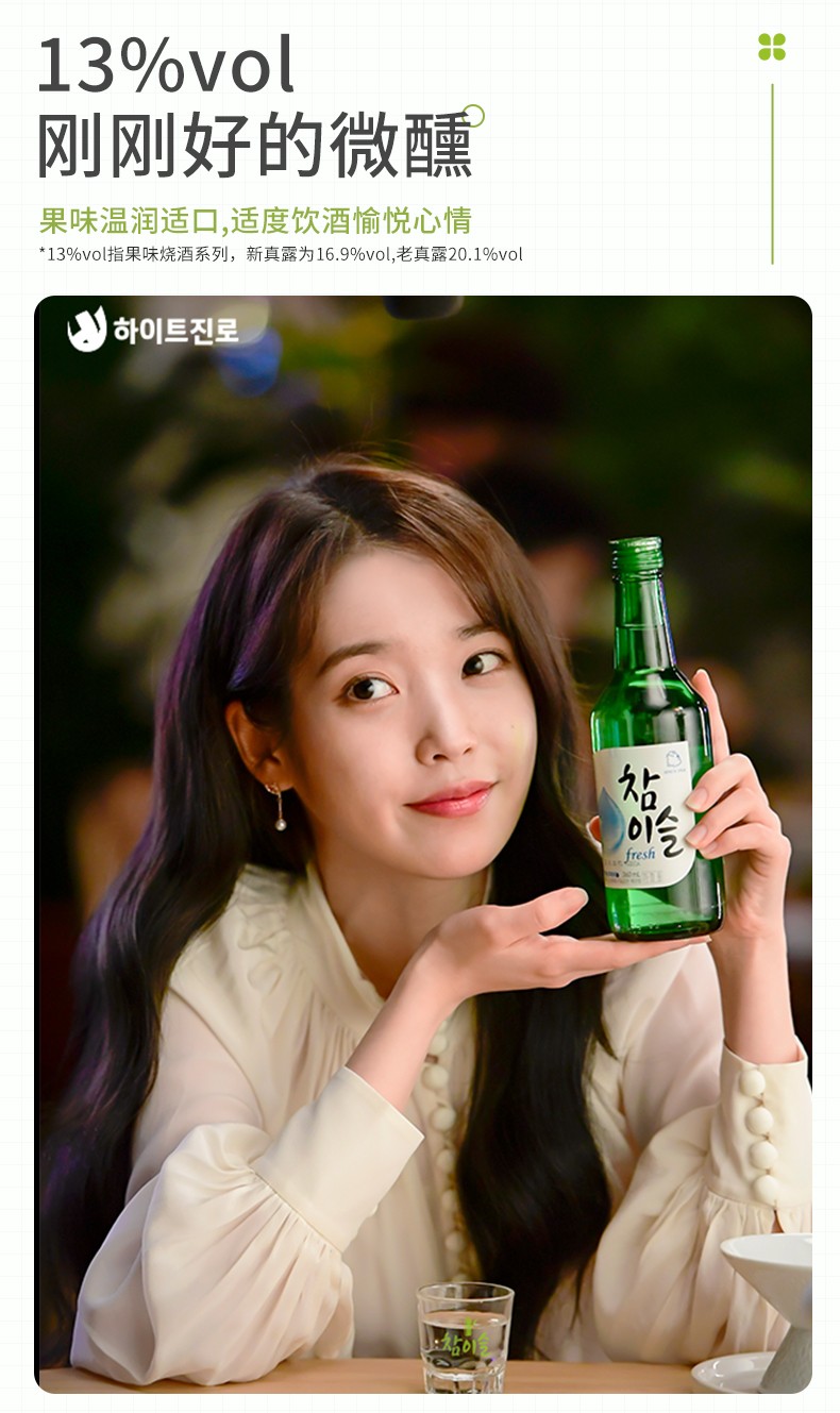 真露(jinro)烧酒 韩国进口清酒利口酒果酒少女微醺低度酒360ml 青葡萄