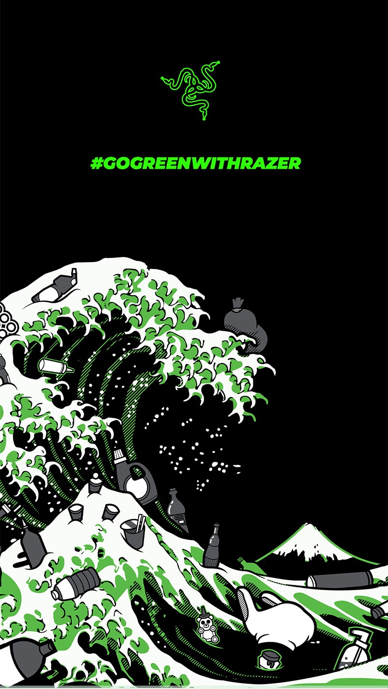 razer雷蛇 神奈川冲浪里限定款男士休闲短裤五分裤运动潮酷周边 黑色