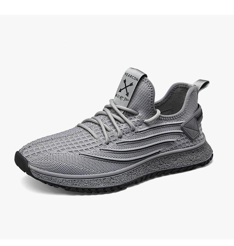 意尔康男鞋时尚休闲鞋椰子鞋2022夏季新款飞织网面透气系带阿甘鞋厚底