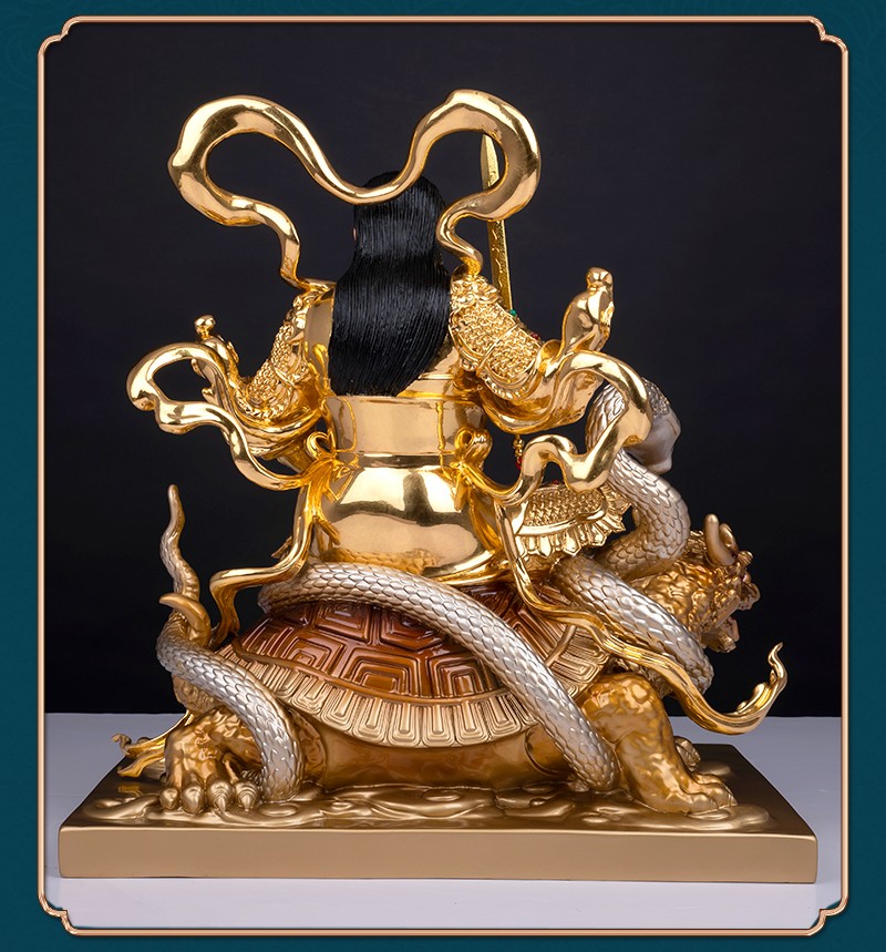 圆通佛具 真武大帝 台湾全铜手工帖真金彩绘玄武大帝像当山北极镇天荡