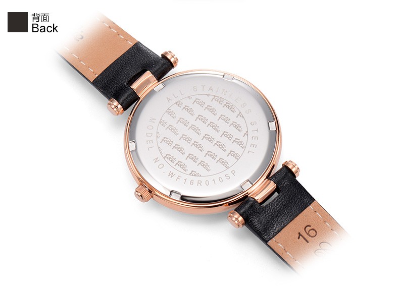 follifollie芙丽学生潮流时尚手表牛皮表带石英手表wf16r010spsdark
