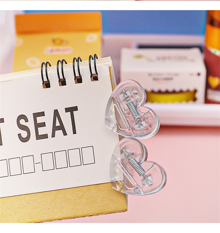 试卷夹燕尾夹凤尾夹文件夹子文具票夹办公用品金属小夹子 心形透明夹