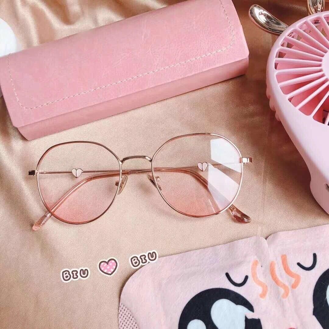 伊瑟卡斐配近视韩国素颜腮红眼镜框架粉色爱心圆框平光镜防辐射网红