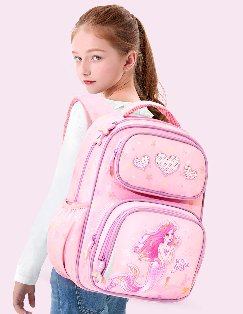 多妙屋书包小学生女童一三四年级女孩减负护脊双肩包女生背包美人鱼