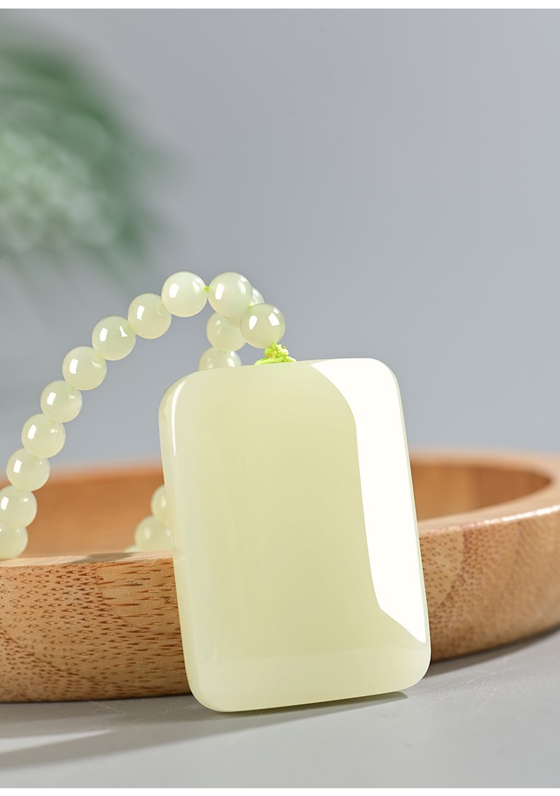 星星草 田玉黄口料平安无事牌吊坠男士玉佩女款玉石项链挂件自戴 送礼