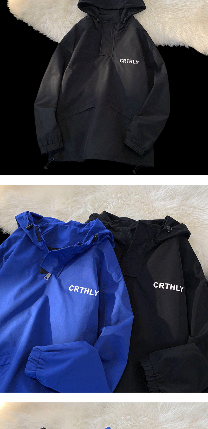 claw money美式重磅防水冲锋衣连帽宽松保暖防风夹克刺绣外套男潮