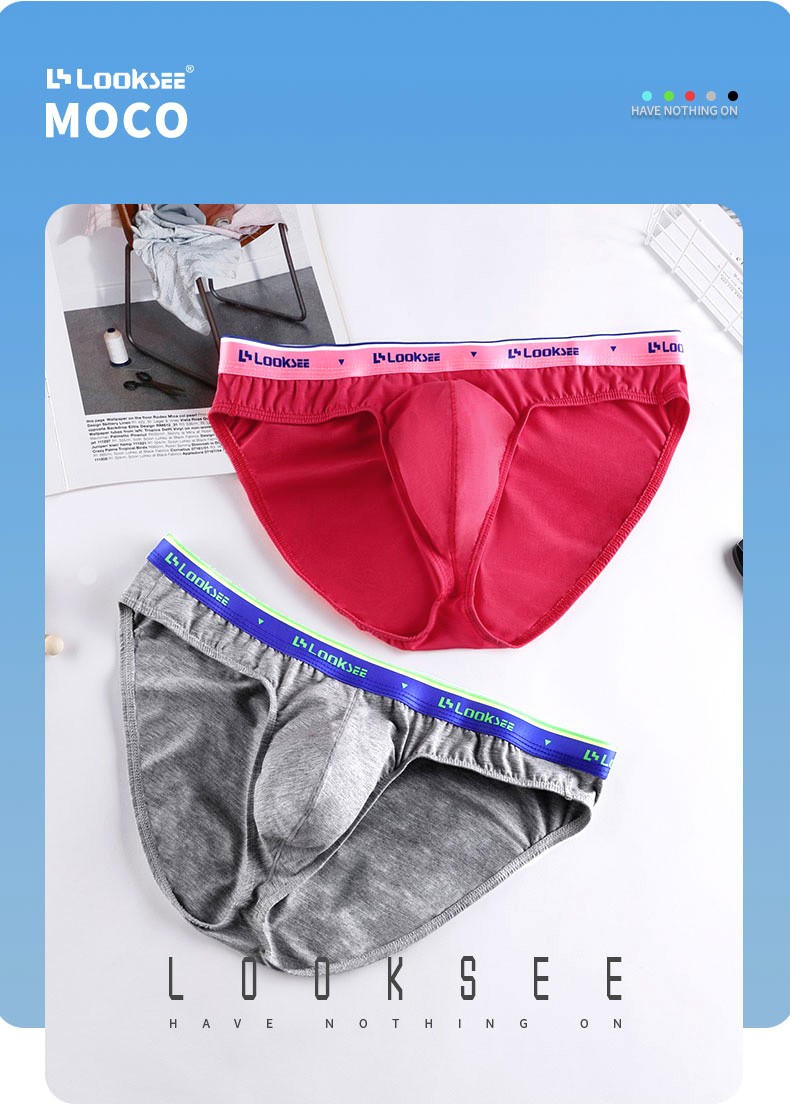 鹭珂鸶looksee窄裆子弹u凸男士内裤三角裤低腰个性感潮薄款透气纯色木