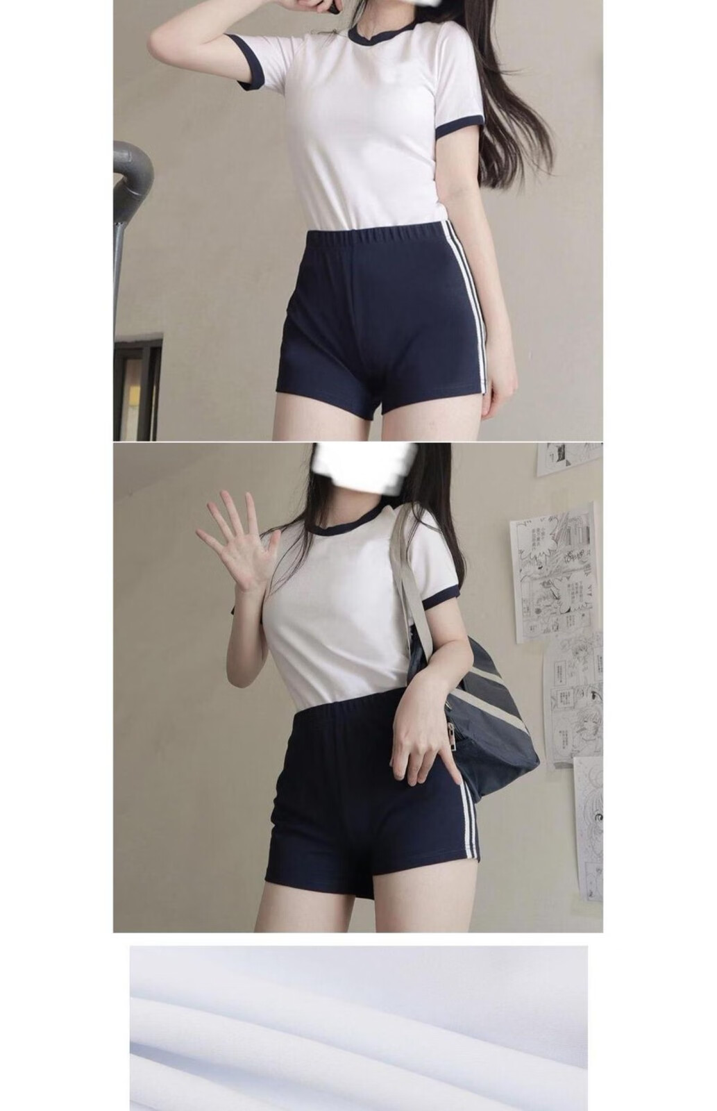 ins风体操服高校运动服日系学生日式可爱少女保守分体写真休闲居家