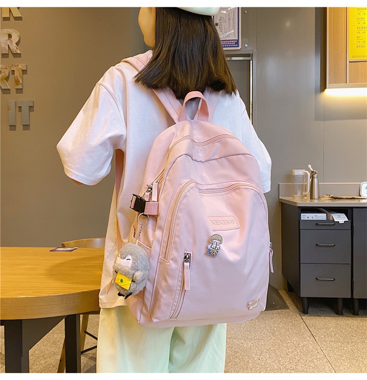荟成书包女生韩版纯色ins潮牌大容量初中生可爱森系少女背包高中生
