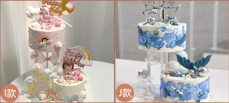 当天到网红双层悬浮生日蛋糕男女同城配送创意定制儿童周岁双胞胎长辈