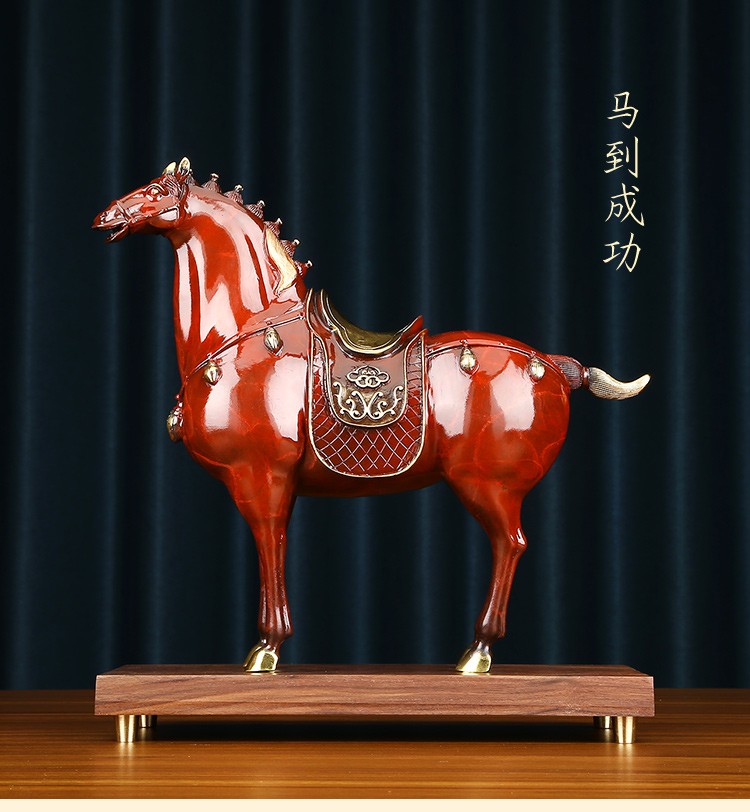 名态 纯铜马摆件唐马将军马马到功成开业礼品办公室摆件乔迁之喜中式