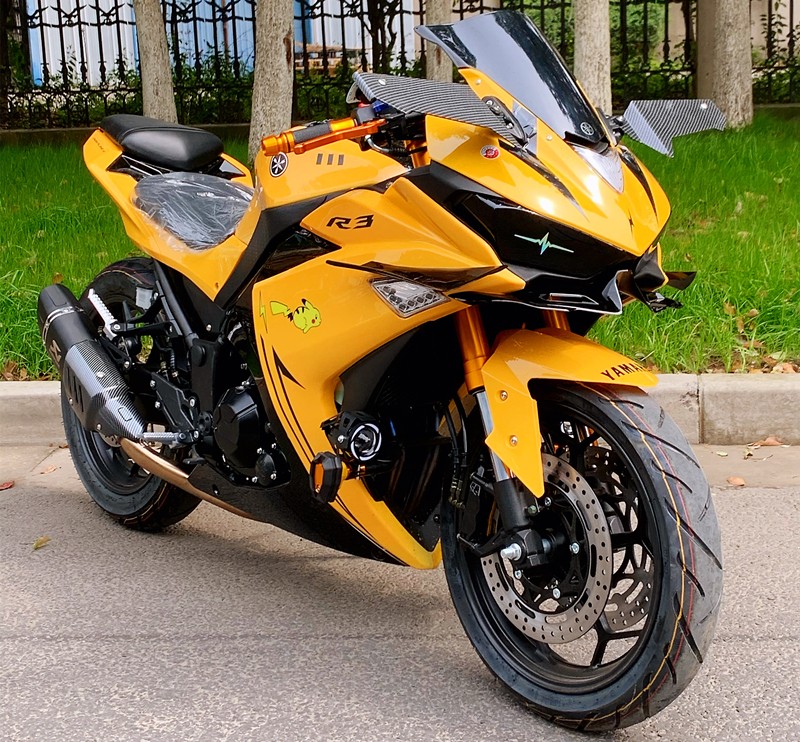 豪剑机车国四r3战神幻影摩托车跑车皮卡丘黑武士400双缸机车地平线