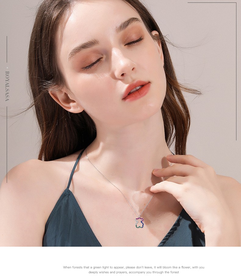 皇家莎莎银饰小熊少女项链日韩时尚锁骨链女925银韩国气质女颈链