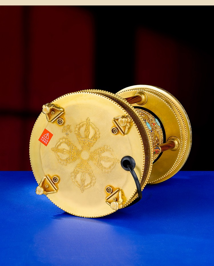 欧映西藏转经轮电动转经筒纯铜转金桶慧宝供佛用品佛前转经轮大号30cm