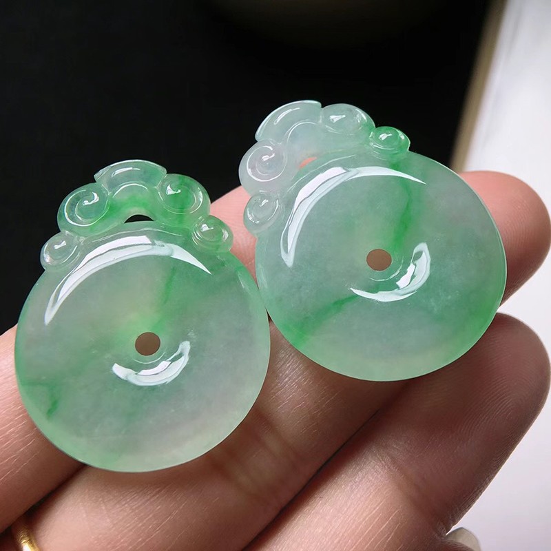 源头翡翠 翡翠飘花福贝裸石一对缅甸天然翡翠玉石珠宝31.3/23.9/5.