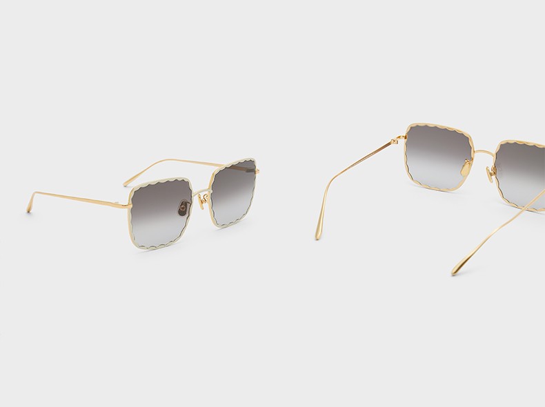 charleskeith夏季新品ck371280456女士波浪纹方形时尚太阳眼镜粉红色