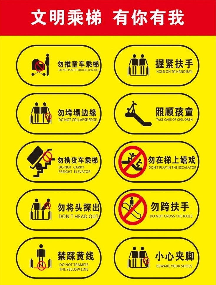 电梯安全使用须知 自动扶梯安全提示 乘梯须知 乘客须知 电梯安全标识