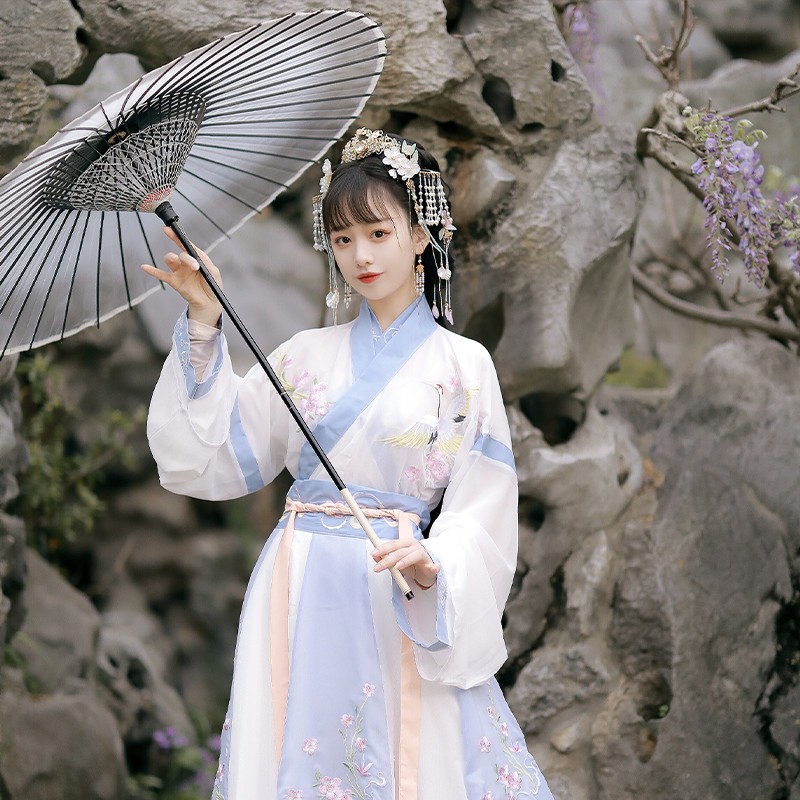 优娑汉服女2021春夏新款原创晋制交领齐腰襦绣裙学生中国风古风日常超