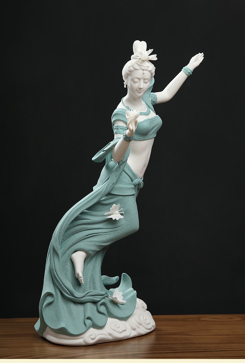 戴玉堂跳舞的仙女古代美女仕女陶瓷人物摆件天女散花德化瓷雕艺术工艺