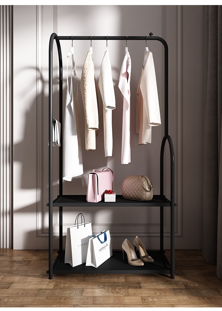 铁三代tsd衣帽架落地家用卧室简易置物收纳挂衣架北欧轻奢双层衣架