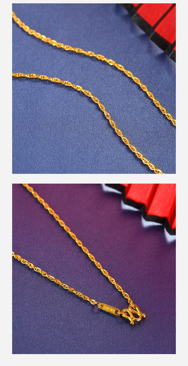 荟萃楼珠宝黄金项链女足金999绞丝锁骨链结婚素链细链锁骨链纯金约439