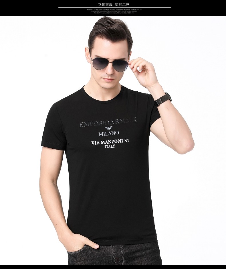 尼潮牌夏季新款品牌短袖t恤男中年商务休闲圆领真丝t恤高档免烫修身