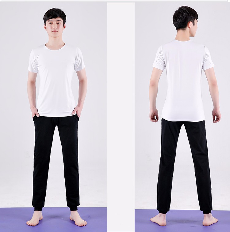 泰瑞格男士瑜伽服春夏舞蹈练功服套装运动形体服拉丁舞长袖棉健身大码