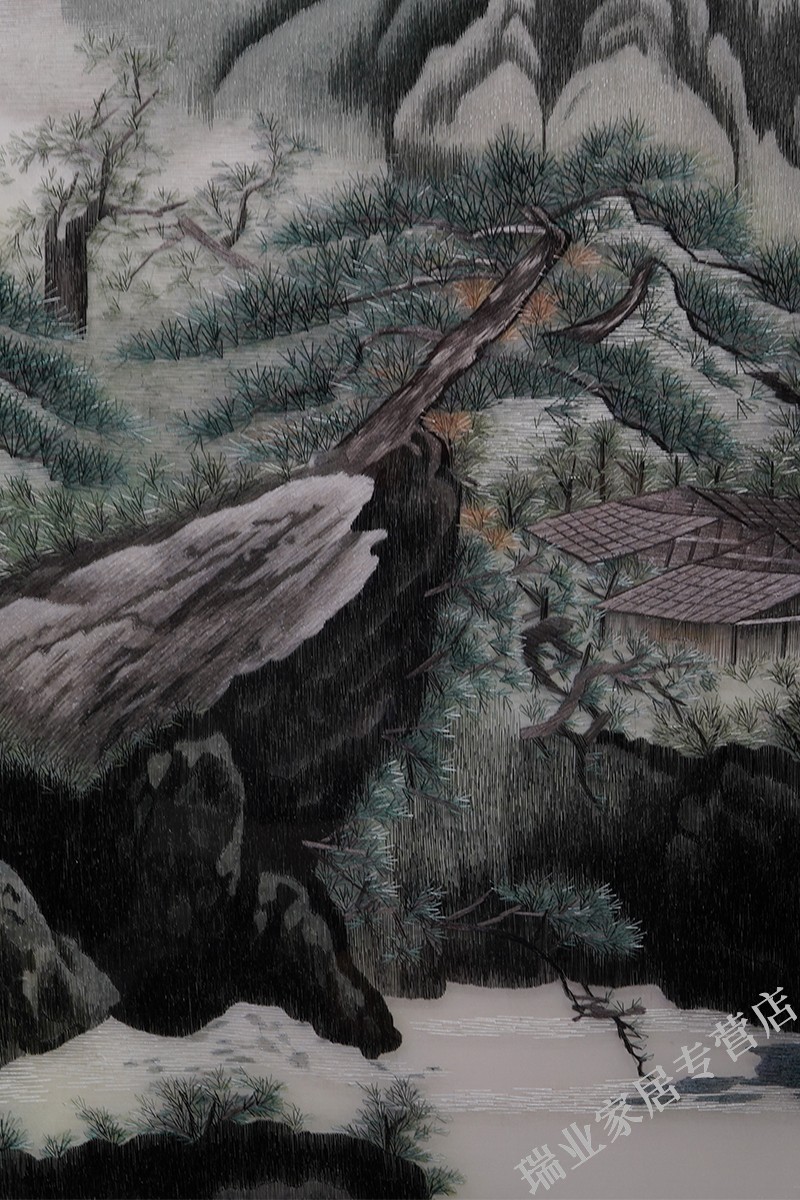 苏绣成品挂画高档山水画丝精品手工刺绣中国风家居客厅沙发背景墙书房