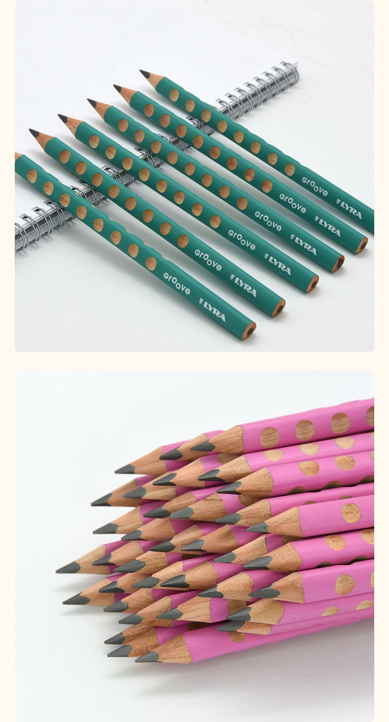 德国lyra艺雅洞洞铅笔三角形粗杆小学生用正确握姿引导儿童初学者学龄