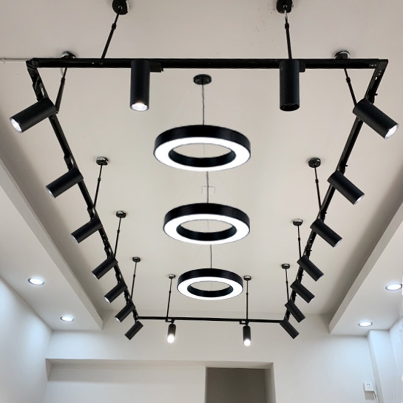 港赢展厅服装店射灯led 轨道灯长杆伸缩杆轨道条桥架吊杆日光灯管支架