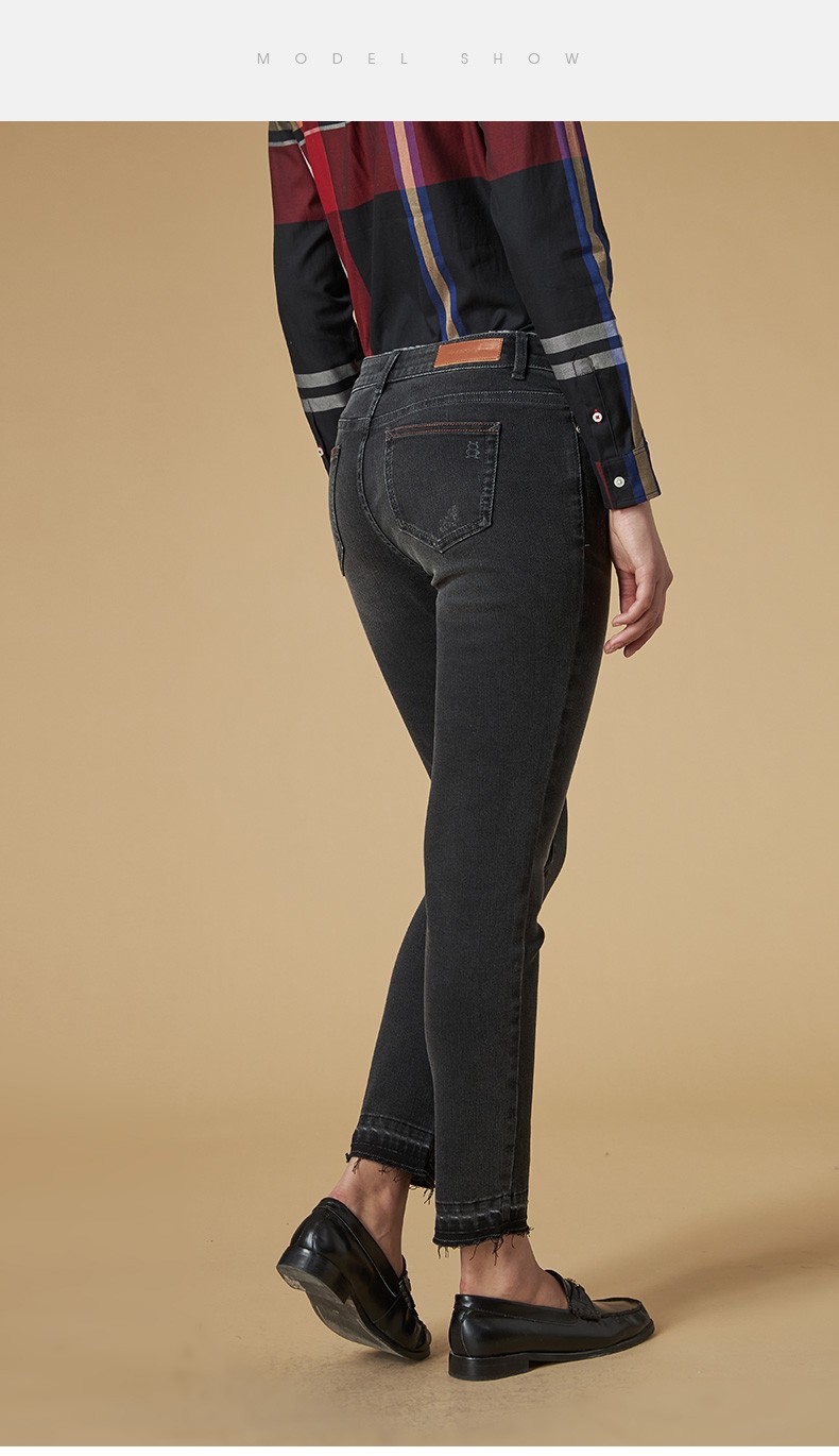 商场同款哈吉斯hazzys秋季新款牛仔女休闲修身牛仔小脚裤atdsp01cp03