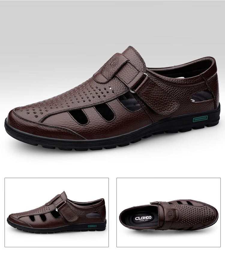 西域骆驼凉鞋新款夏季男士皮男透气凉皮鞋防滑休闲爸爸软底中老年人