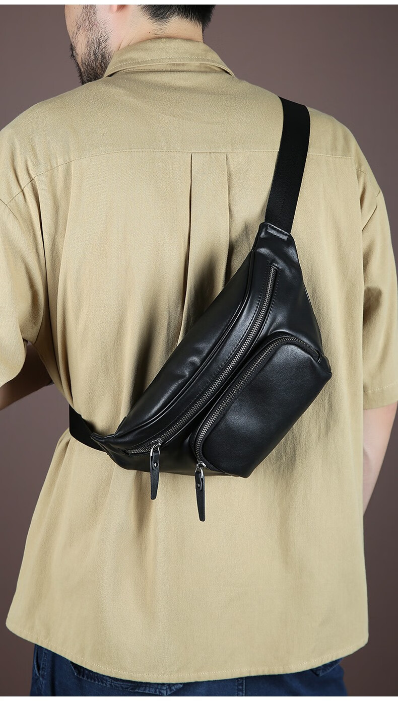 萨蒙路易srmoroer品牌胸包男真皮2021新款时尚男士腰包潮牌大容量头层