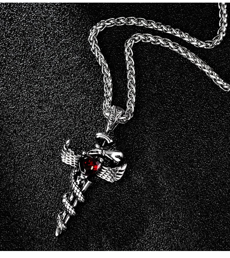 十字架项链男士长款圣剑吊坠钛钢挂件欧美个性嘻哈潮男女学生饰品圣剑