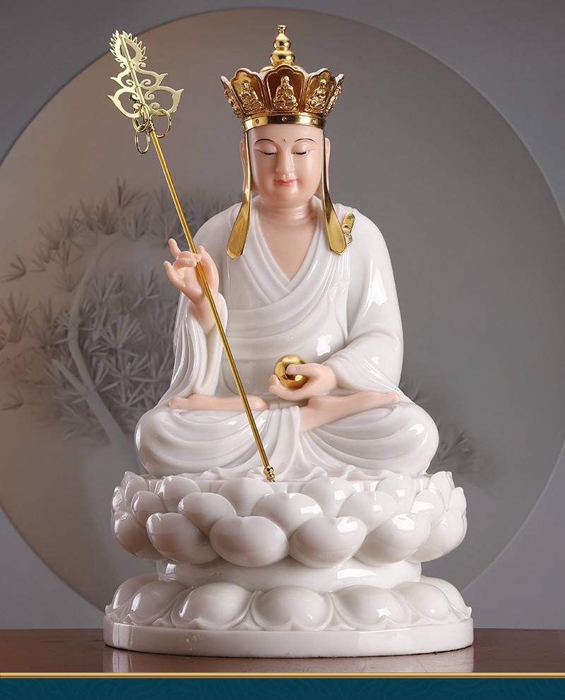 圆通佛具地藏王菩萨佛像汉白玉石雕地藏王菩萨像家用客厅地藏王菩萨