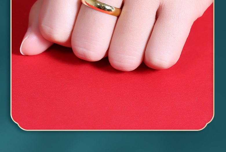 翠绿黄金戒指足金999光面开口男女光圈戒指简约百搭实心素圈戒指黄金