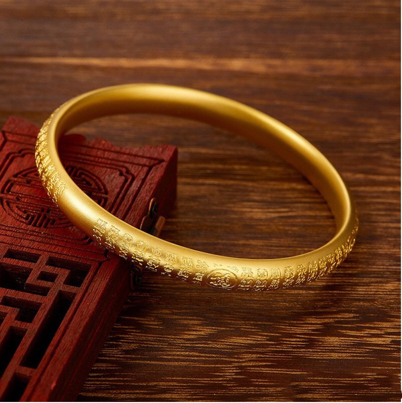 金天地珠宝传承系列外百福古法黄金手镯足金999弧面福字哑光整圈金