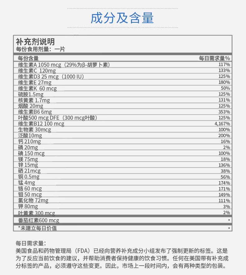 送爸妈进口善存银片中老年男士复合维生素275粒50岁以上男性补充