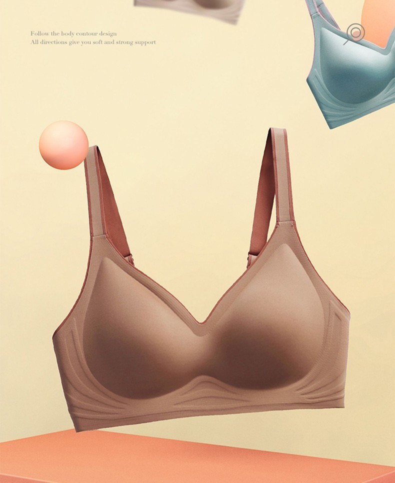 内衣女士无钢圈无痕舒适亲肤果冻条聚拢文胸橄榄黄xxl建议85d90abc