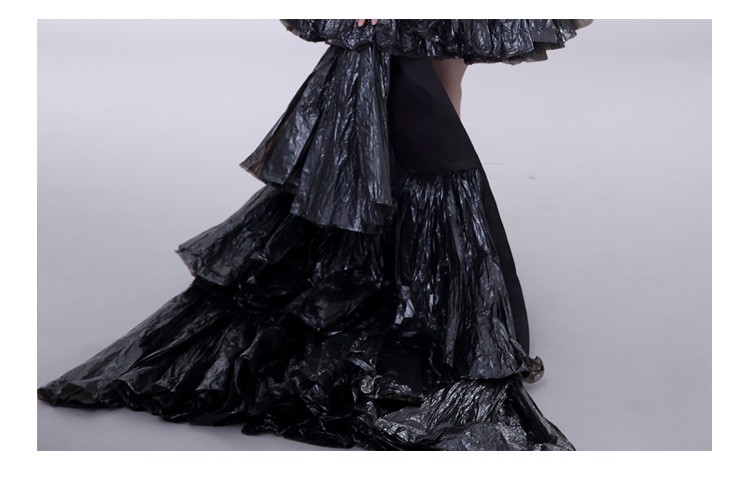 秀衣服diy创意走秀手工材料自制女天使幼儿园亲子装黑色拖尾裙翅膀120