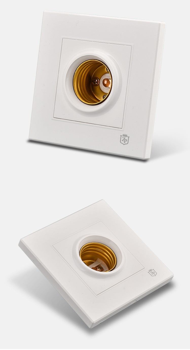 赞牌86型暗装灯座螺口灯头插座墙壁方形led节能灯球泡灯座家用香槟金
