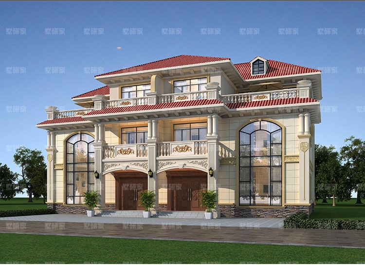 层欧式双拼别墅设计图纸农村自建房设计图全套施工图纸外观效果图挑空