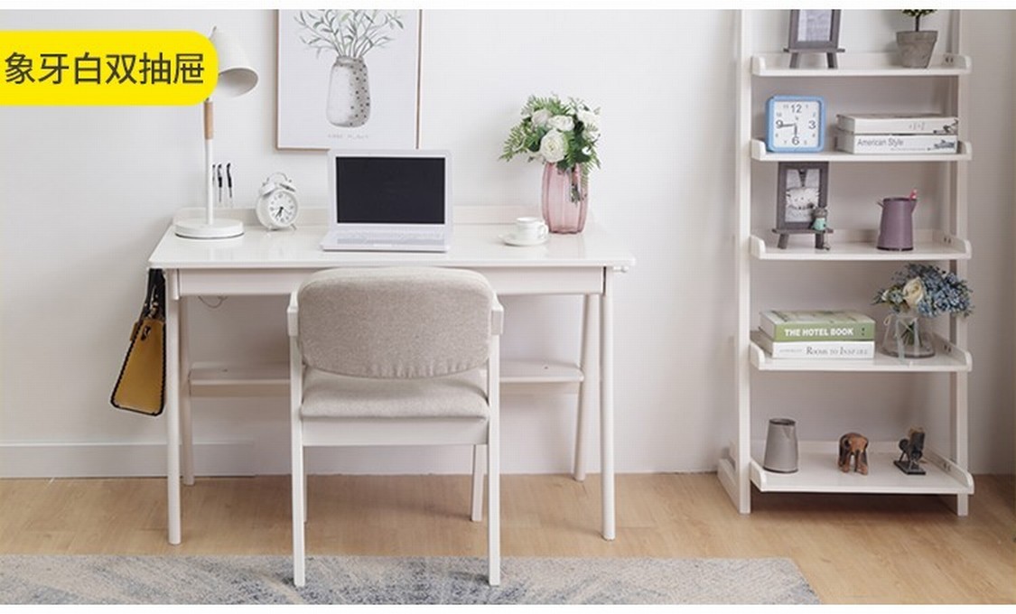 西屋艺素北欧实木儿童书桌家用卧室儿童中小学生学习写字台简约办公