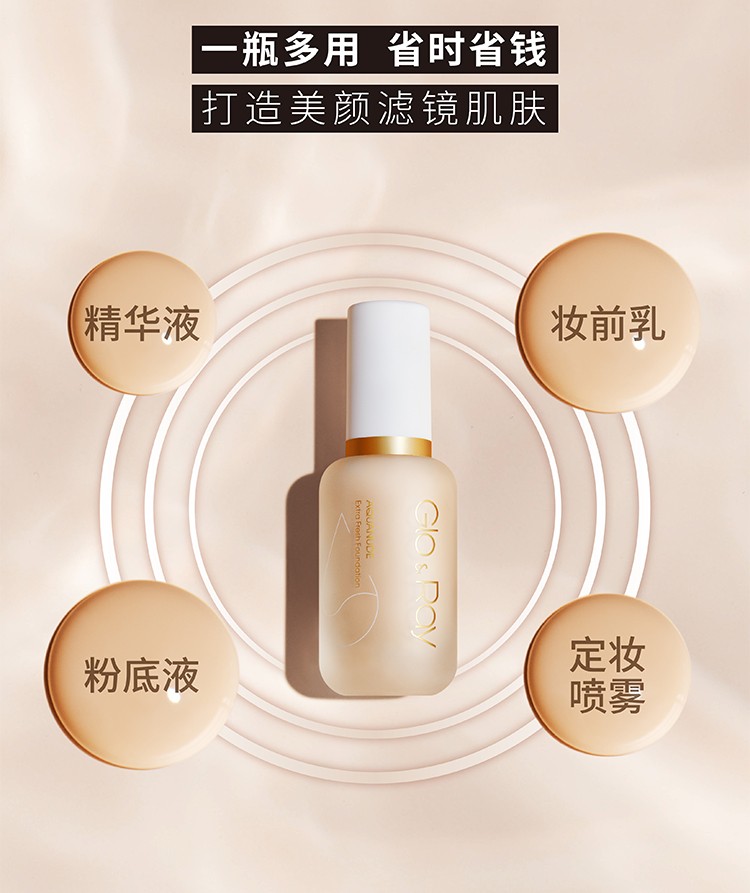 【屈臣氏】光芮轻颜呼吸水粉底30毫升 保湿轻薄透亮持妆服帖 亮肤色